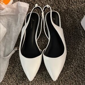 White Slingback Flats
